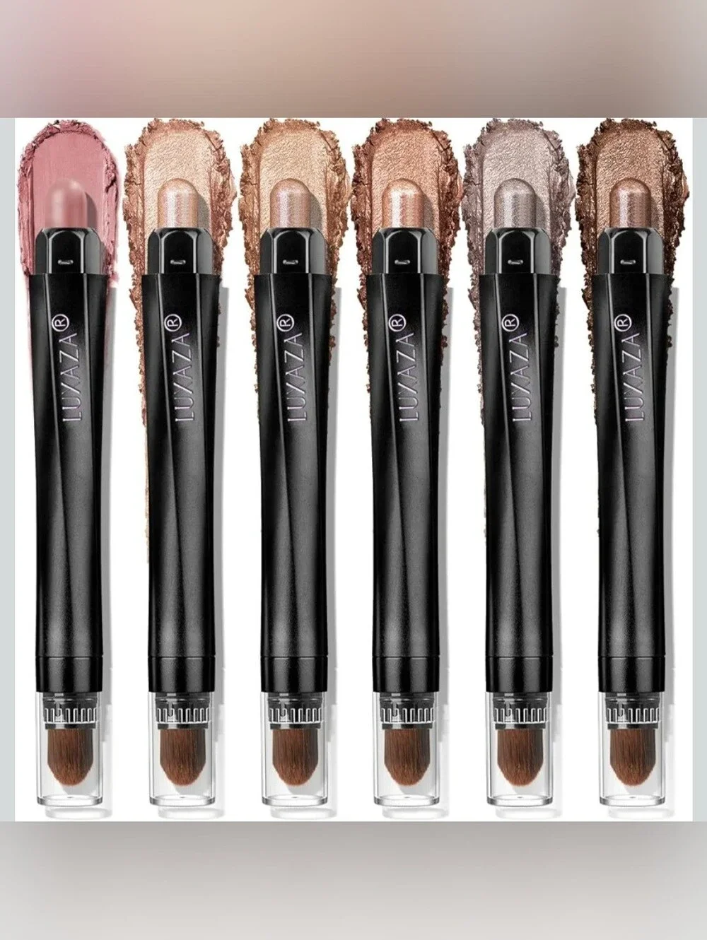 6pc. Metallic & Matte Cream Eyeshadow Sticks- Rose Gold & Brown- Built In Brush